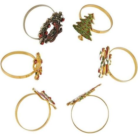 6 PièCes Anneaux de NoëL Porte- Couronne pour la DéCoration Table DîNer FêTe Vacances (1/4)