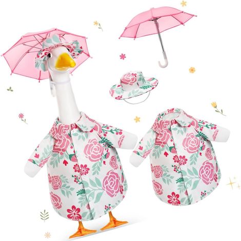Robe d'oie florale avec parapluies assortis, parfaite pour la décoration saisonnière de la maison, robe de porche avec parapluies
