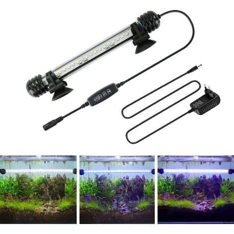 LED Minuterie Éclairage d'aquarium, Lampe Tube Aquarium [Bleue & Blanc Lumière] avec Gradateur intégré, Dimmable 10 niveaux de luminosité IP67 étanche pour Aquariophilie (1/5)