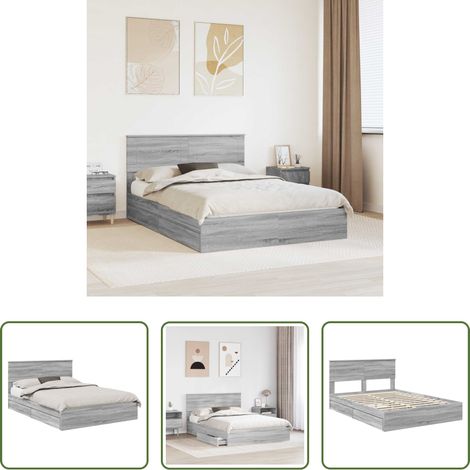 Cadre de lit - Lit de Rangement Gris Sonoma 160 x 200 cm Bois d'ingénierie (1/5)