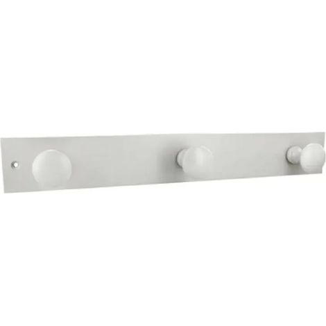 Patère murale 3 têtes hêtre blanc L350xH42xP60mm pour manteaux écharpes sacs Cime (1/2)