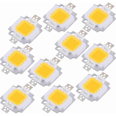 10 pièces 10W LED SMD puce COB DC 9-10V pour lampe projecteur ampoule remplacement blanc chaud (1/5)