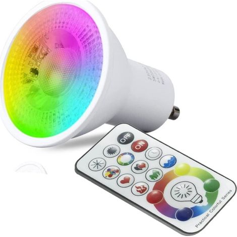 Faretto led RGB più luce bianca fredda con attacco GU10 multicolor gestibile con telecomando illuminazione per cromoterapia (1/4)
