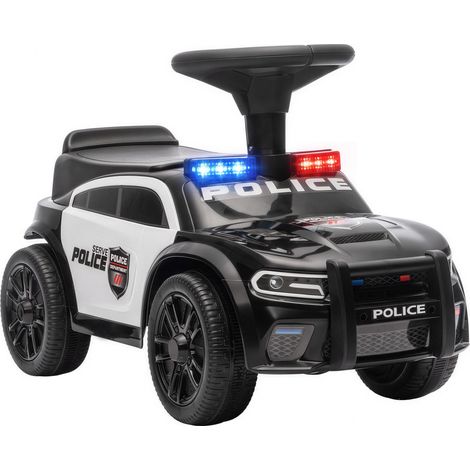 Rutschauto Kinder Polizei Rutschfahrzeug mit Musik Licht Anti-Kipp-Schutz & Stauraum unter dem Sitz 18-36 Monate Schwarz (1/5)