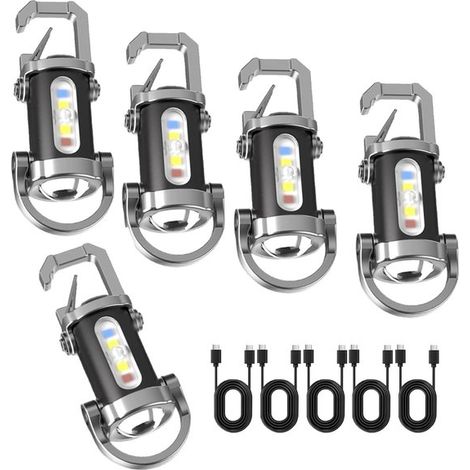Mini lampe torche porte-clés ultra-lumineuse, portable, rechargeable par USB Type-C, lumière LED, conception résistante à l'eau, plusieurs modes d'éclairage, format nomade (1/5)