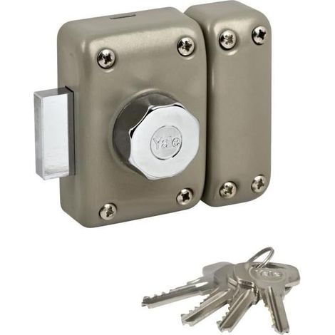 Verrou de Sûreté - 1 Unité - Acier Embouti Beige - Cylindre 5 Goupilles Anti-arrachement - Portes Bois Métal PVC - Ø23mm L40mm (1/2)