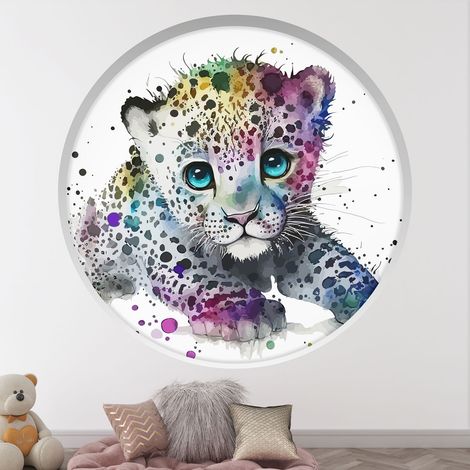 Stickers Trompe l'oeil Arche ronde Enfants - Tigre - Diamètre 30 cm (1/4)