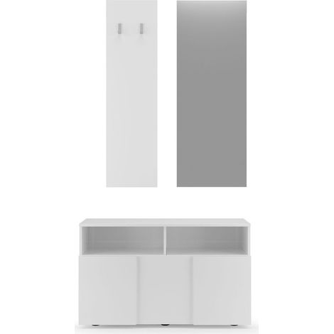 SET 3 pezzi con piccolo mobile, appendiabiti da parete e specchio Dama - H165 cm (1/3)
