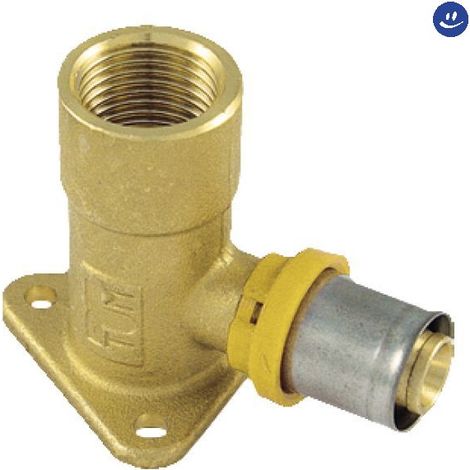 Raccordo per multistrato gas curvo femmina con flangia 3 fori 16 x 1/2"