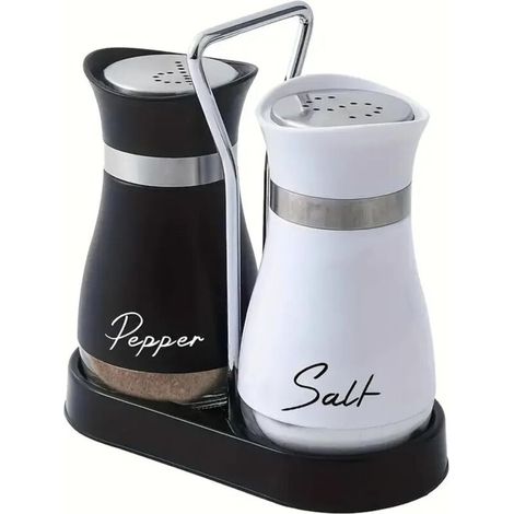 Salz- und Pfefferstreuer aus Edelstahl, 100-ml-Set, Salz- und Pfefferstreuerflasche mit Glasboden für Küche, Haushalt, Restaurants und Camping (1/4)