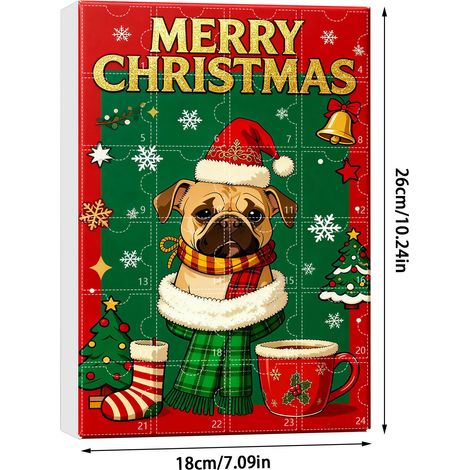 Calendrier de l'Avent Bouledogue français 2026 - 24 décorations suspendues en acrylique 2D représentant d'adorables chiens dans des tasses de Noël - ornements décoratifs pour sapin de Noël (1/5)