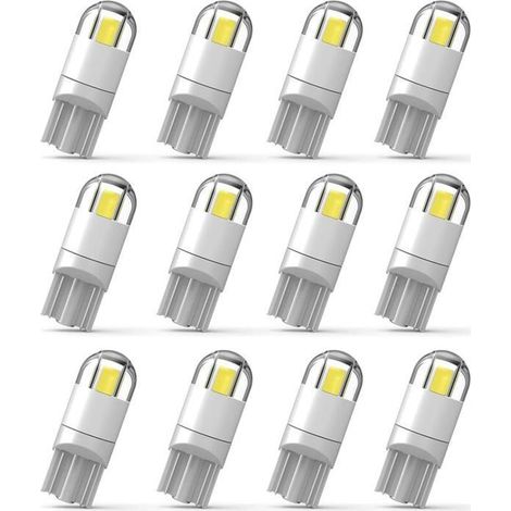 12 ampoules automobiles LED 194, puce 3030, 2 ampoules LED SMD T10 194 168 W 5W, éclairage de plaque d'immatriculation 1,5W 12V. (1/4)