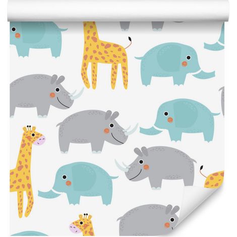 Papier peint animaux pastel et safari pour salon et chambre 50x1000 cm (1/5)