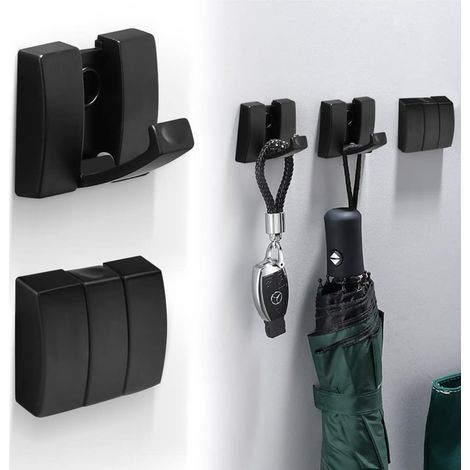 2 ganchos de pared plegables de aleación de aluminio, gancho retráctil de 5851 mm, ganchos plegables para abrigos, gancho de pared con tornillos para colgar bufandas, sombreros y paraguas. (1/5)