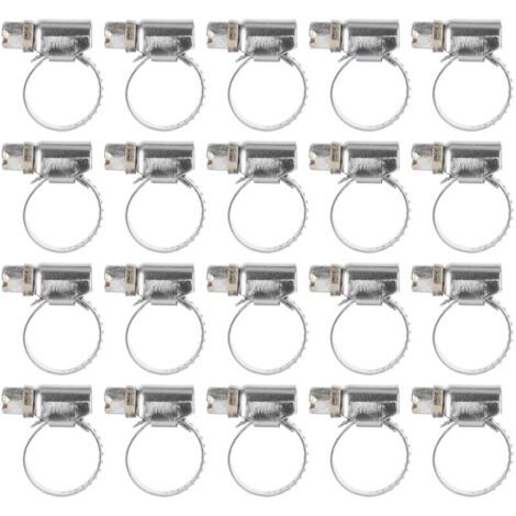 20 Pièces Collier de Serrage Acier Inoxydable Antirouille pour Tuyaux Automobiles et Industries 10-26mm (1/5)