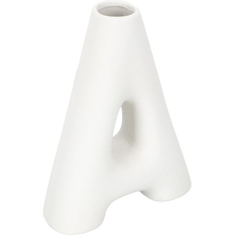 Vase en Céramique Blanc Petit Format Lettre A, Vase Décoratif à Large Ouverture pour Décoration de Bureau et Maison, Accessoire Original pour Décoration de Table, Design Européen (1/5)