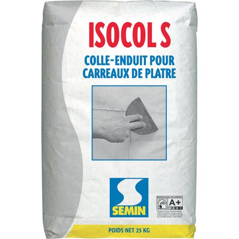 Semin – Colle pour carreaux de plâtre – Poudre 25 kg – Temps de prise 2h30 – Pour montage et enduisage matériaux spécifiques