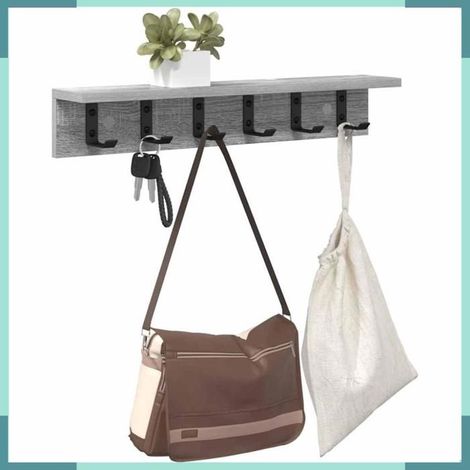 874360 Porte-manteau mural Gris Sonoma 60 x 10,5 x 10,5 cm (1/5)