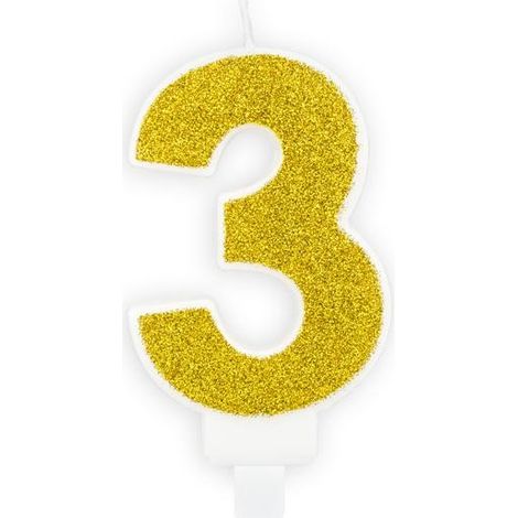 Candela di compleanno numero 3, oro