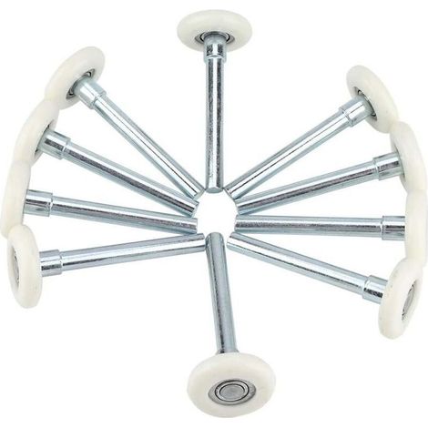 Lot de 10 roulettes de porte de garage en nylon – Charge max 350N – Dimensions 4.5x4.5x11cm – Pour portes coulissantes et de douche (1/5)