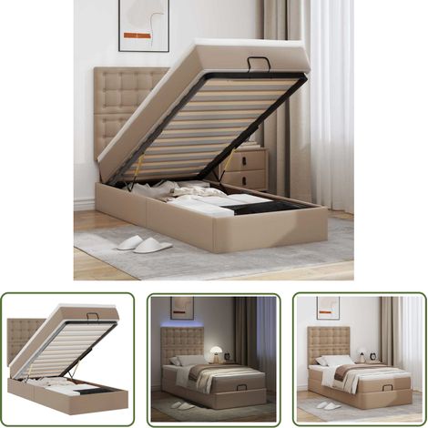 vidaXL Ottoman-Bett mit Matratze & LEDs 100x200cm Kunstleder (1/5)