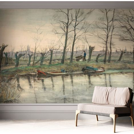 Papier peint adhésif décoratif avec colle pour salon chambre et bureau Installation rapide Paysage hivernal 312x219 cm (1/5)