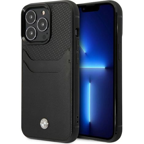 Étui en cuir BMW pour iPhone 14 Pro avec emplacement pour carte, noir (1/5)