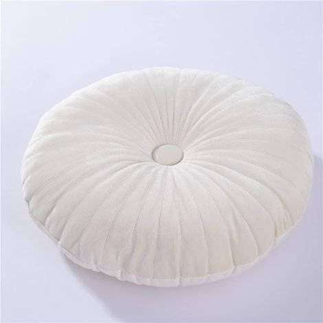 Round velvet decorative cushion - Small pumpkin-shaped cushion - Suitable for living room, sofa, bed, floor, 35 cm, cream (1/4)