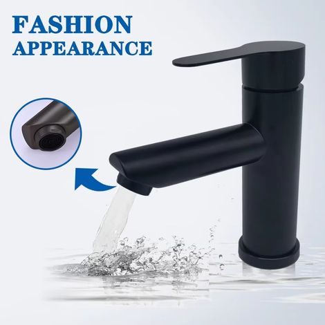 Robinet de lavabo de salle de bain en acier inoxydable 304, robinet mélangeur eau chaude froide à une poignée, installation facile pour salle de bain (1/5)