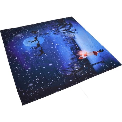 Tapis de Noël en Polyester 150x150cm avec Motif Sapin et Père Noël, Décoration Murale pour Salon Chambre Fête