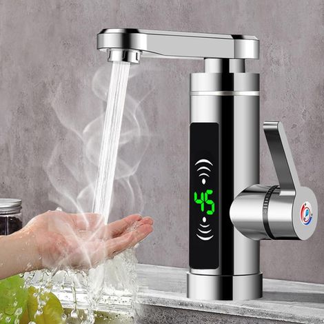 Chauffe-Eau Instantané Robinet Électrique 220 v Avec Chauffe-Eau Robinet Électrique En Acier Inoxydable Robinet Chauffant Instantanée Affichage De La Température LED Pour Salle De Bain