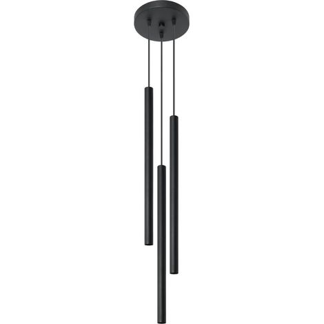 Lámpara colgante Vacu negro, 3 luces (1/4)