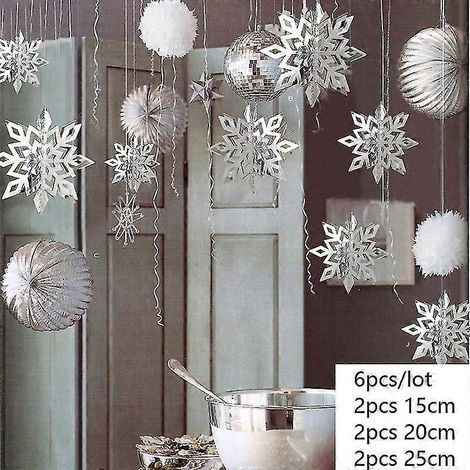 Guirlande de flocons de neige artificiels 3D en papier, décorations de Noël pour la maison. (1/5)