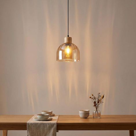 Lampada a sospensione a LED per cucina, regolabile in altezza, vetro nero, D 20 cm (1/5)