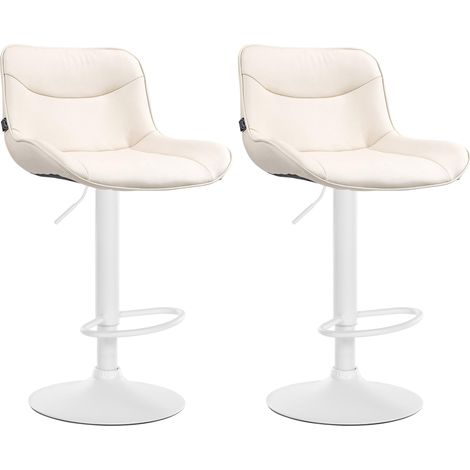 Juego de 2 taburetes de bar x1 con costura decorativa en PVC crema base de trompeta de metal blanco 100004457 (1/5)