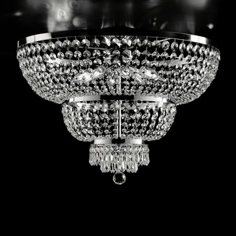 Imperial Deckenlampe aus Eisen und verchromtem Messing mit acht Lichtern 65x h48 cm