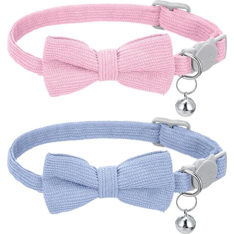 Ensemble collier pour chat - Aire de jeux pour chat - Velours côtelé doux et attache amovible - 2 pièces - Pour petits chats - Marron (1/5)