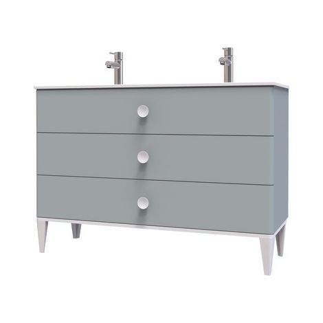 ONDEE ZEN - Meuble de salle de bain à poser NEMOO plan vasque - L120cm - Vert d'eau - Laqué (1/4)