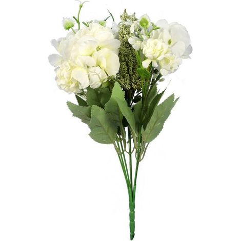Eleganter Strauß aus künstlichen Hortensien und gemischten Blumen – cremefarben, 32 cm (1/3)