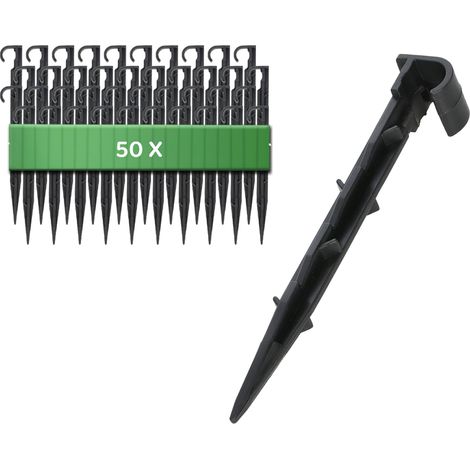 Lot de 50 Piquet, Diamètre 16 mm, Plastique résistant UV, Pour tuyau d'arrosage, Jardin