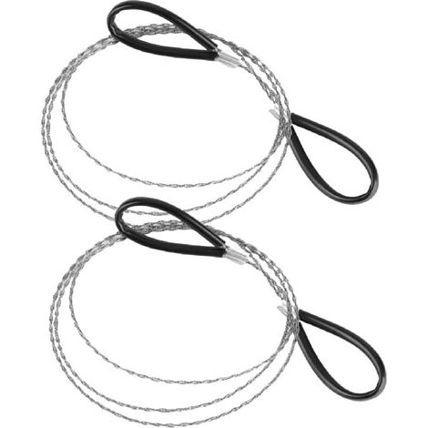 1 - Scie à fil - Acier inoxydable - Coupe bois et plastique - Usage jardin camping survie - Noir - 75 cm (1/5)