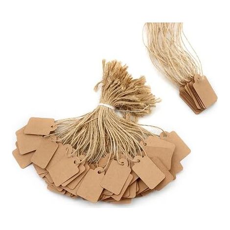 Kraft Paper Price Tags Gift Tags Jute Rope Clothing Jewellery Merchandise 3.5 x 2.2 cm (1/5)