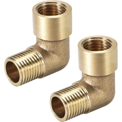 Coude Laiton Raccord Tuyau 90°Rue 2Pcs 1/4BSPMâlex1/4BSPFemme (1/3)