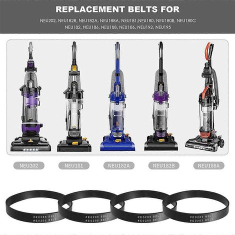 Lot de 4 courroies de rechange pour aspirateur vertical Eureka Style U E0205, compatible avec les modèles Eureka NEU202, NEU181, NEU180, etc. (1/5)