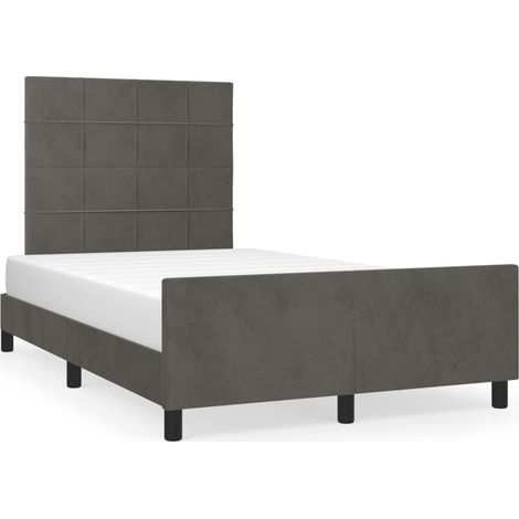 Lit double  Lit adulte  Cadre de lit sans matelas gris foncé 120x190 cm velours (1/5)