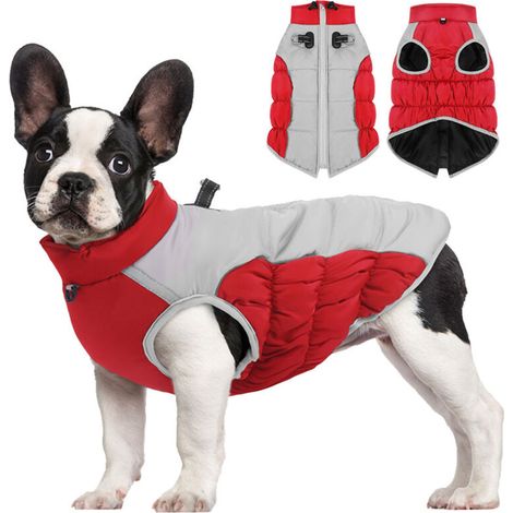 Bardusch-Veste d'hiver chaude pour chien avec harnais intégré, gilet en polaire réfléchissant imperméable et coupe-vent avec fermeture éclair pour chiens de taille moyenne// (1/5)