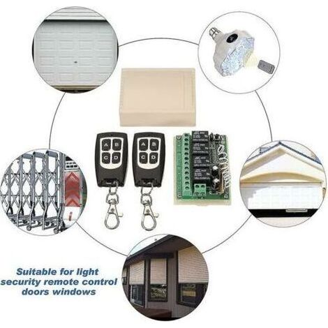– télécommande sans fil 433mhz Dc 12v 4 canaux, commutateur relais Rf longue Distance, 2 émetteurs + 1 récepteur pour porte de Garage (1/5)
