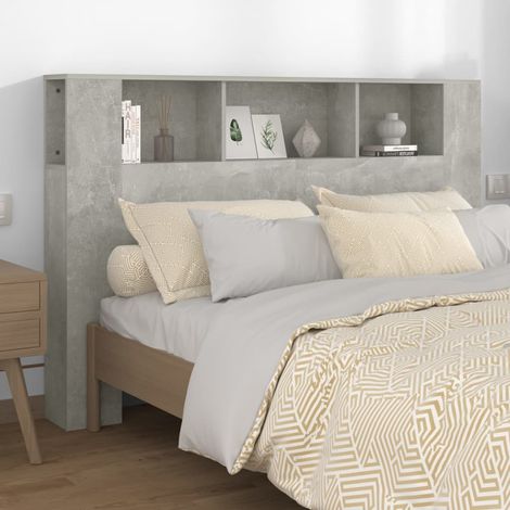Armoire de tête de lit Gris béton 160x18,5x104,5 cm (1/5)