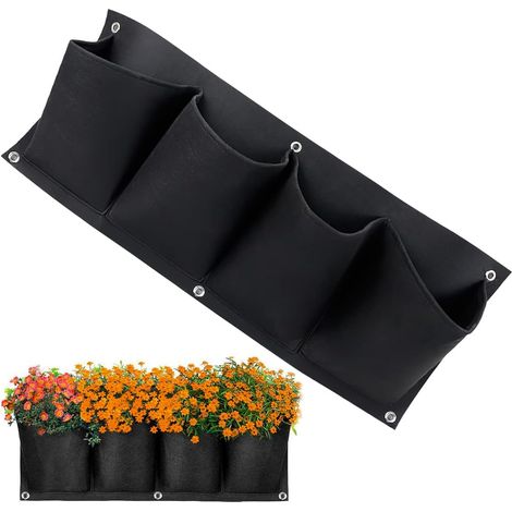 Borsa per fioriera da parete, 4 sacchi per piante in geotessile, fioriera da parete per esterni, 100 cm x 30 cm