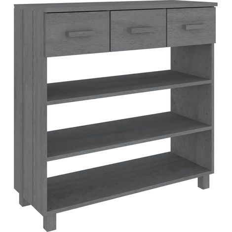 Table console,Table d'appoint,Bout de canapé,Meuble d'entrée HAMAR Gris foncé 90x35x90 cm Bois massif de pin